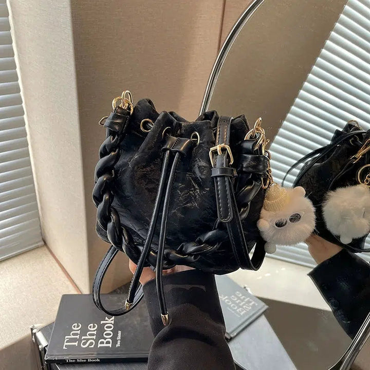 Braided Strap Bucket Bag