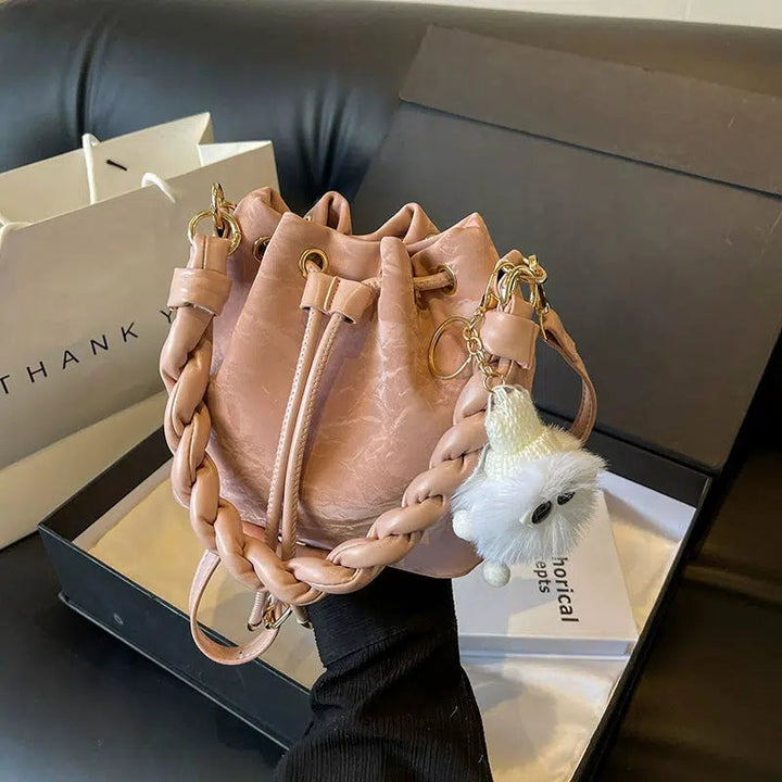 Braided Strap Bucket Bag