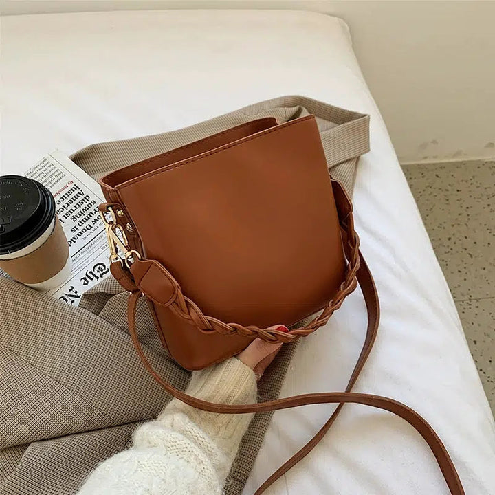Braided Strap Bucket Bag