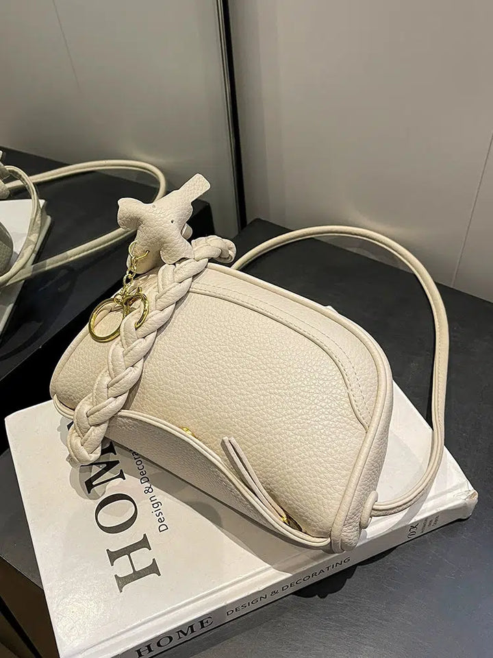 Braided Strap Leather Shoulder Bag