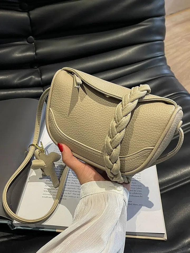 Braided Strap Leather Shoulder Bag