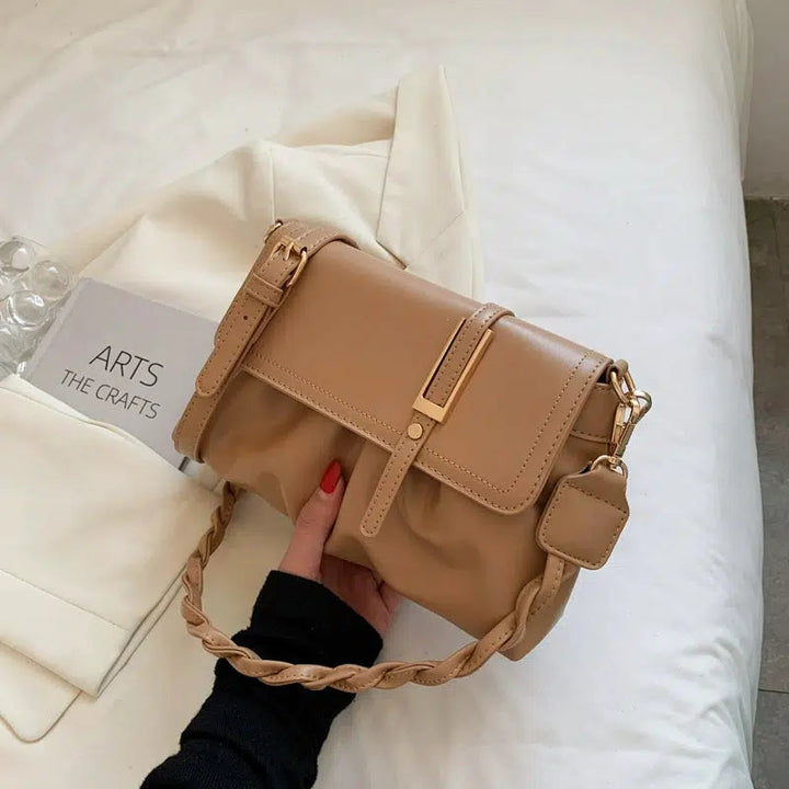 Braided Strap Leather Shoulder Bag