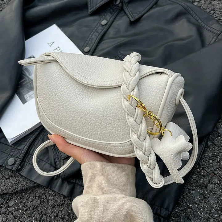 Braided Strap Leather Shoulder Bag