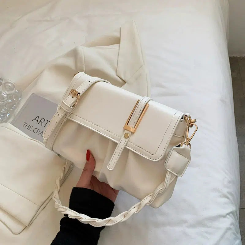 Braided Strap Leather Shoulder Bag