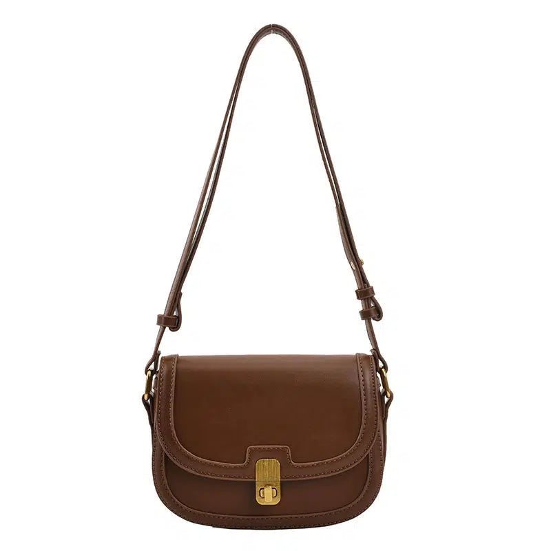 Buckle Closure Leather Satchel Bag