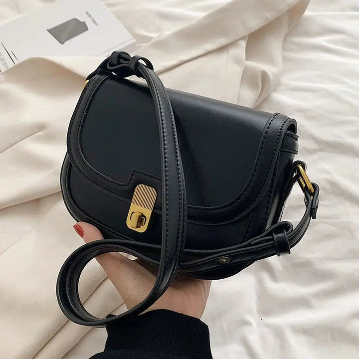 Buckle Closure Leather Satchel Bag
