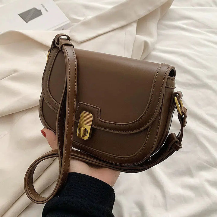 Buckle Closure Leather Satchel Bag