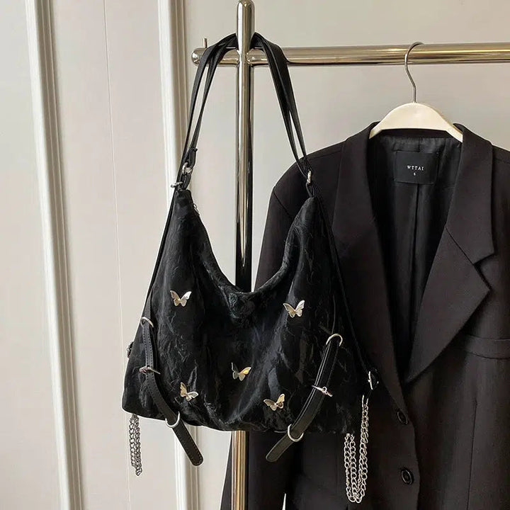 Butterfly Accent Chain Shoulder Bag