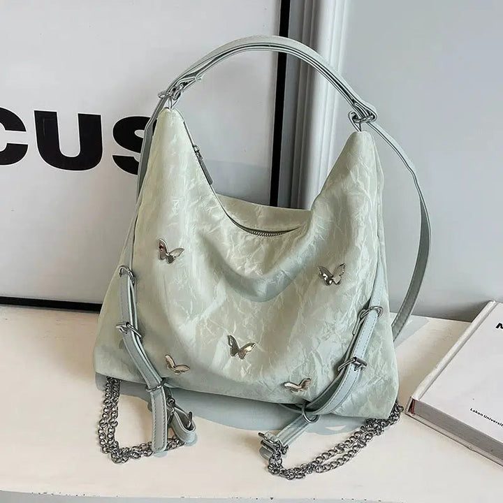 Butterfly Accent Chain Shoulder Bag