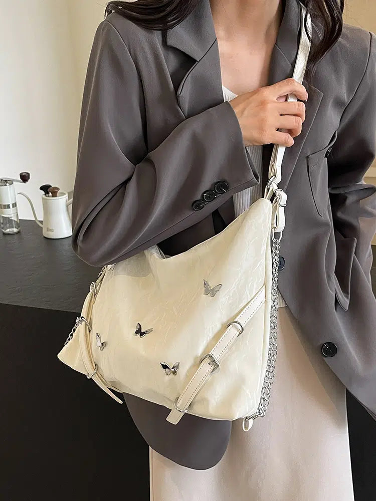 Butterfly Accent Chain Shoulder Bag