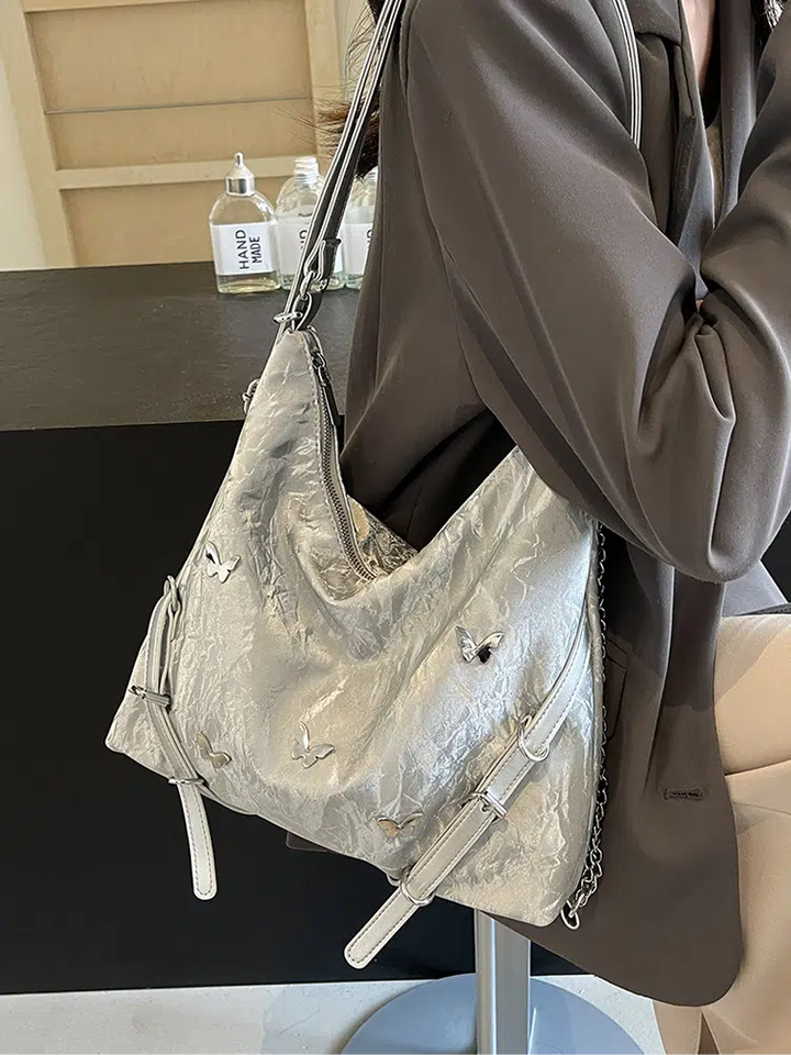 Butterfly Accent Chain Shoulder Bag