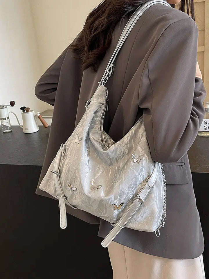 Butterfly Accent Chain Shoulder Bag