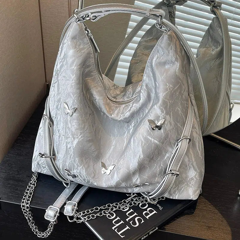 Butterfly Accent Chain Shoulder Bag