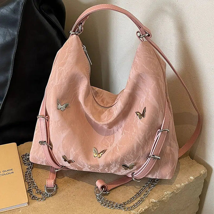 Butterfly Accent Chain Shoulder Bag