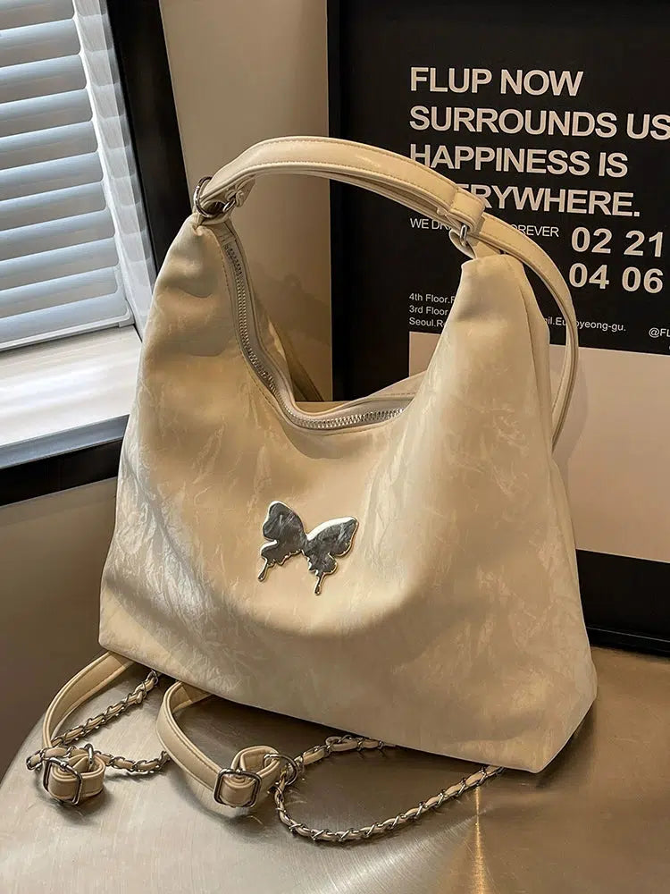 Butterfly Accent Chain Strap Shoulder Bag