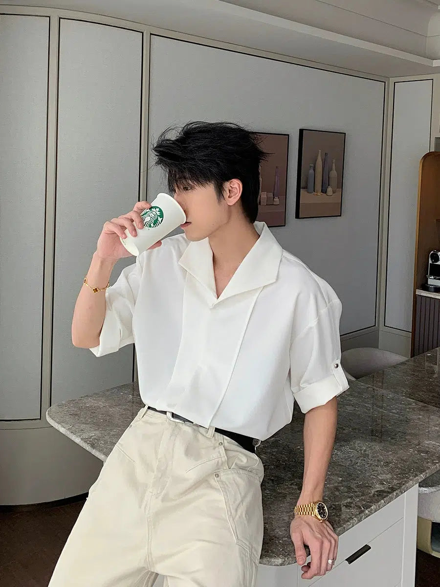 Button-Up Rolled Sleeves Shirt