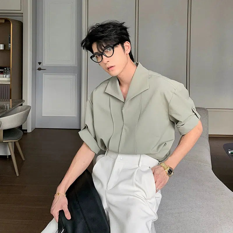 Button-Up Rolled Sleeves Shirt