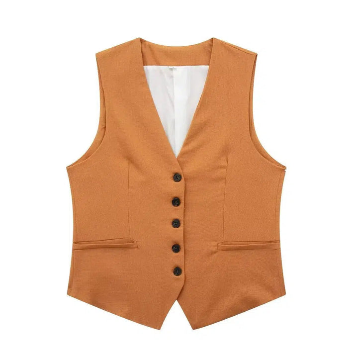 Buttons Vest and Shorts Fashion Suit