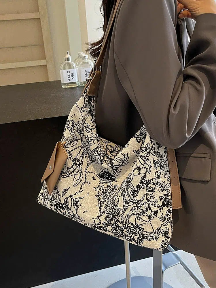 Canvas Floral Pattern Shoulder Bag