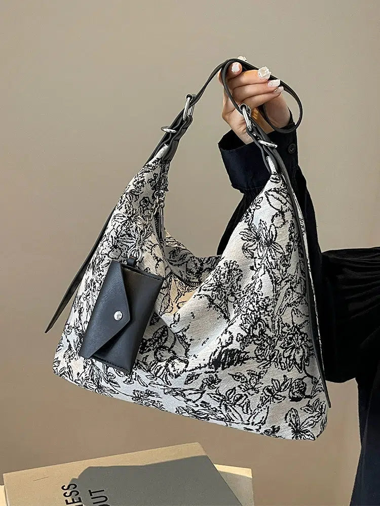 Canvas Floral Pattern Shoulder Bag