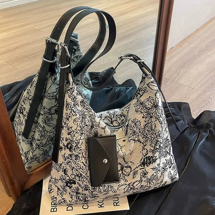 Canvas Floral Pattern Shoulder Bag