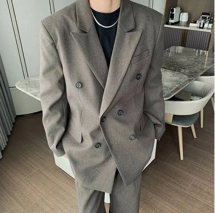 Casual Double-Breasted Suit