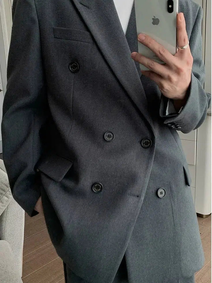Casual Double-Breasted Suit