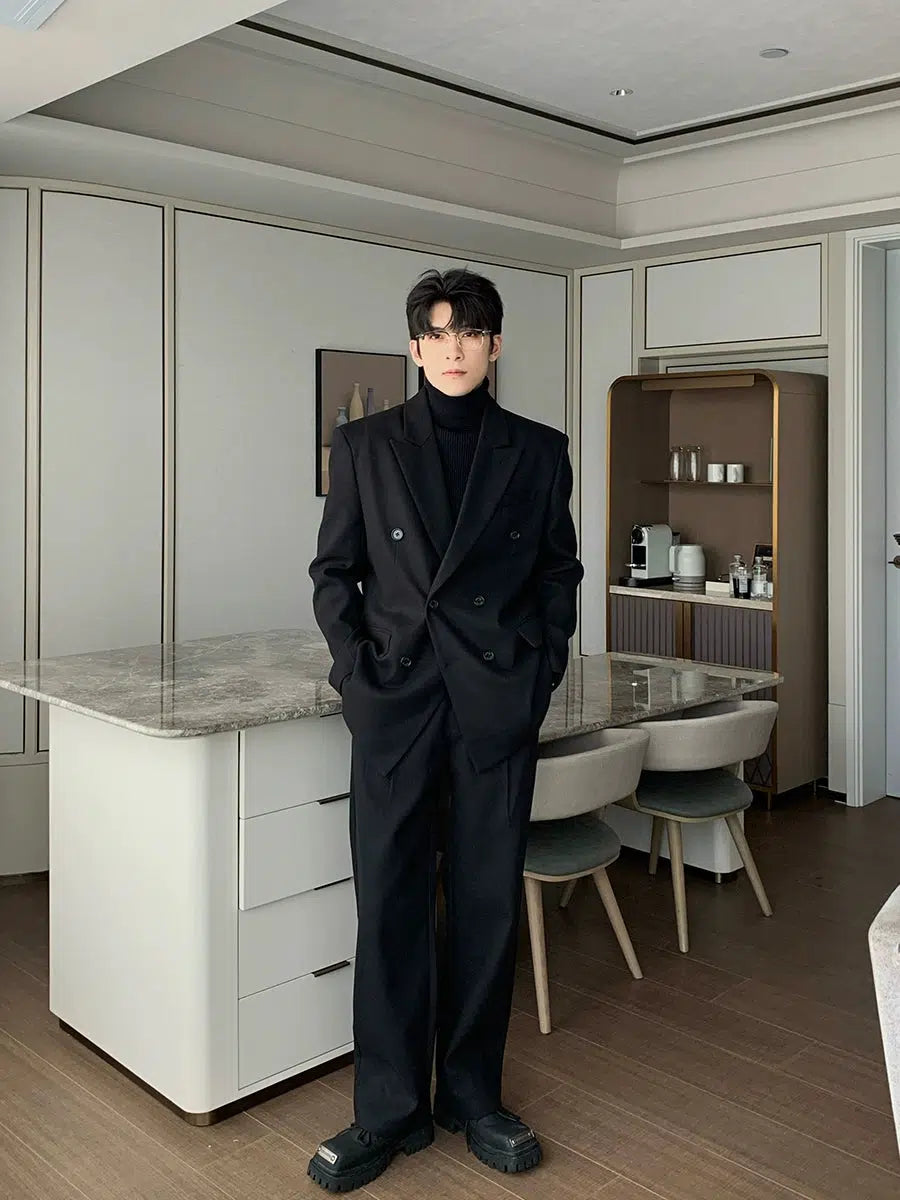 Casual Double-Breasted Suit