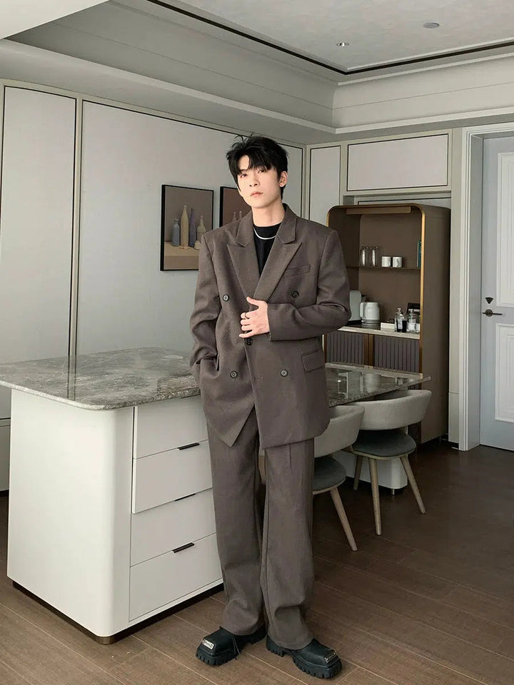 Casual Double-Breasted Suit