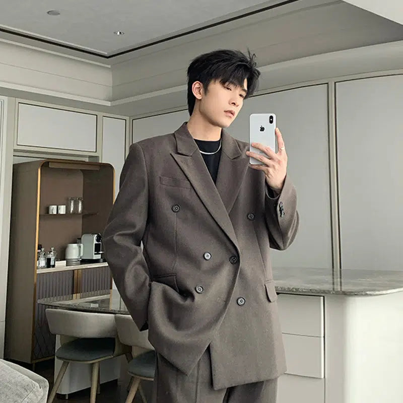 Casual Double-Breasted Suit