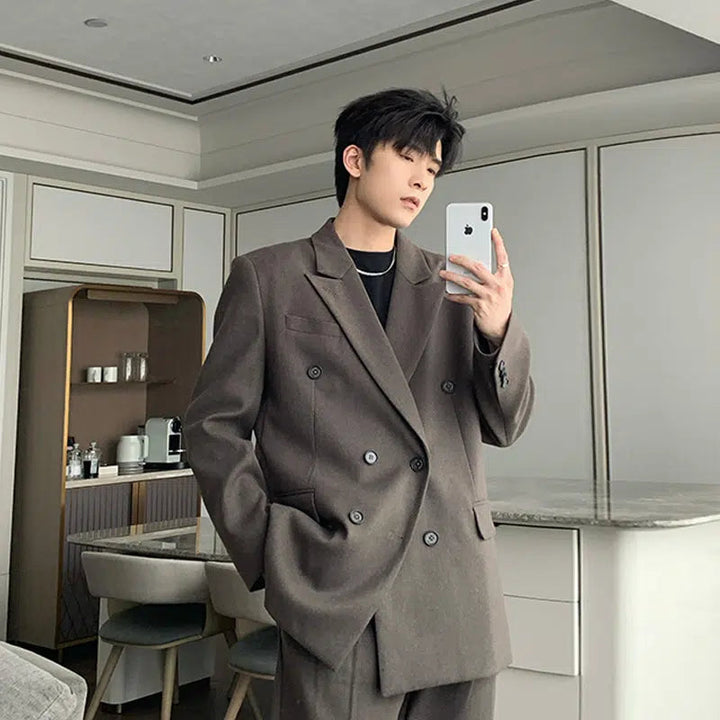 Casual Double-Breasted Suit