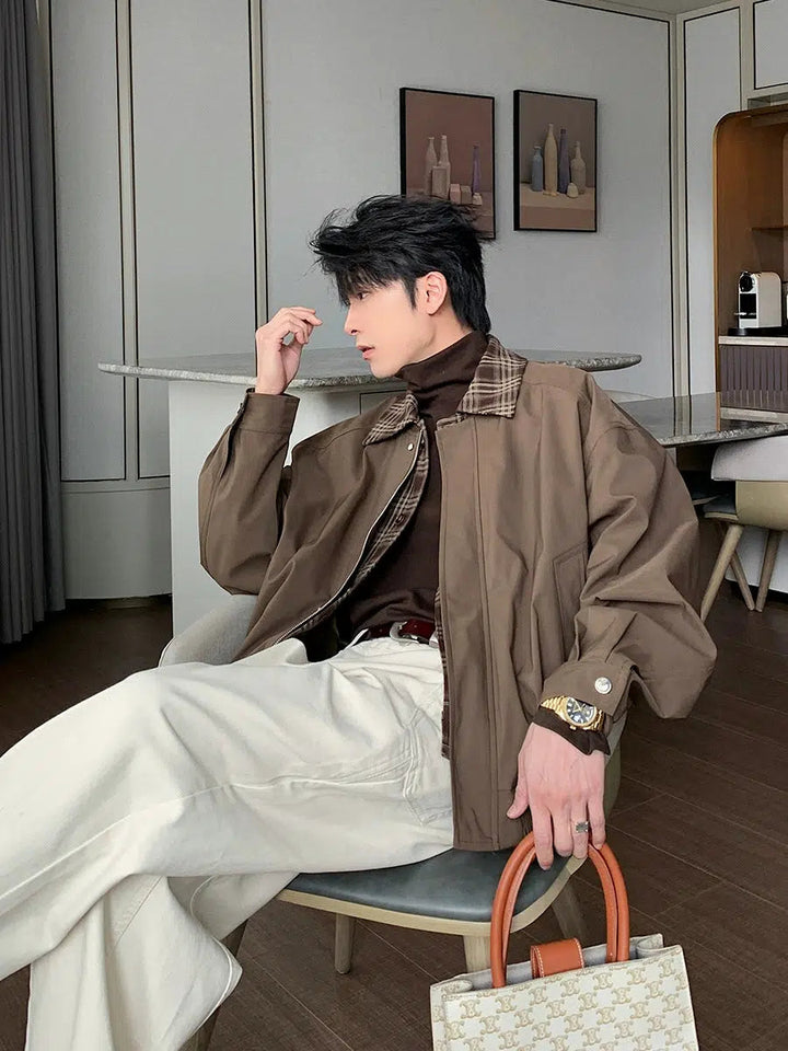 Casual Plaid Collar Jacket