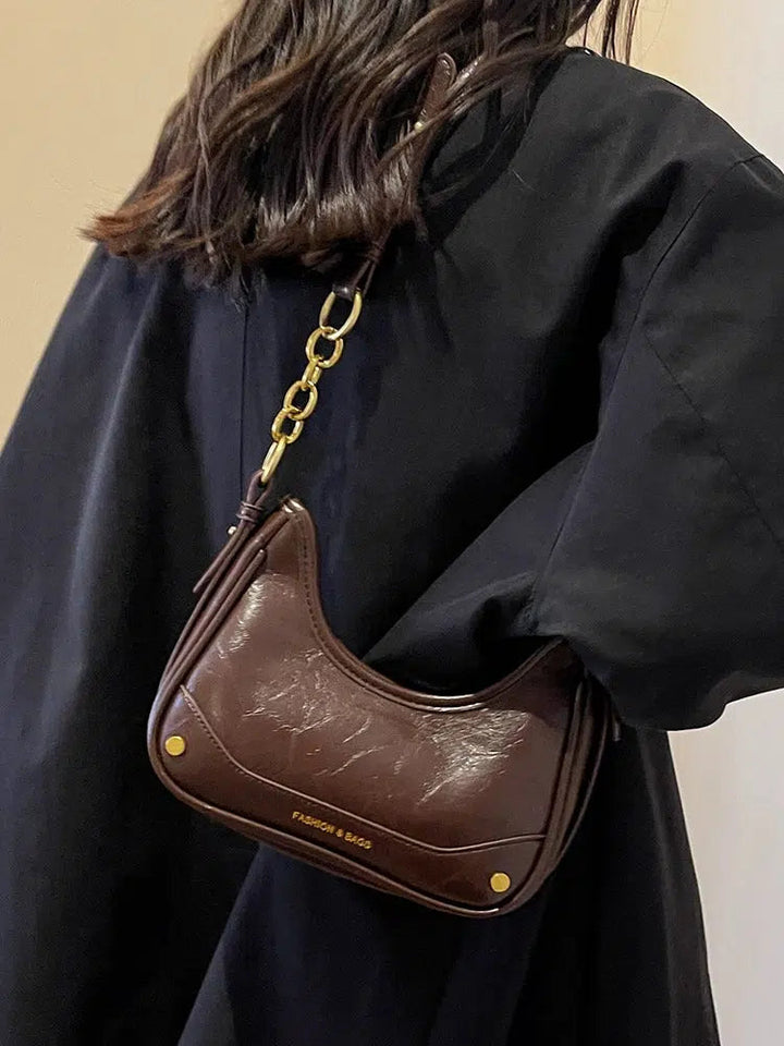 Chain Strap Leather Shoulder Bag