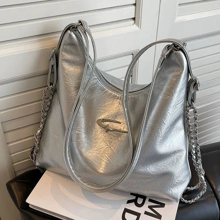 Chain Strap Leather Shoulder Bag