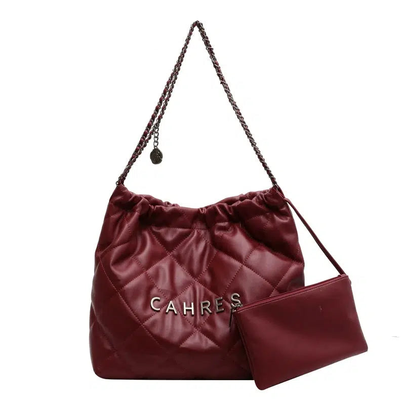 Chain Strap Quilted Tote Bag