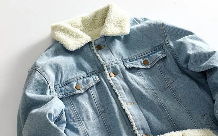 Claw Scratch Retro Velvet Denim Jacket