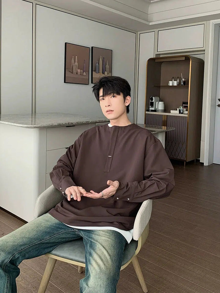 Collarless Long Sleeve Bottoming Pullover