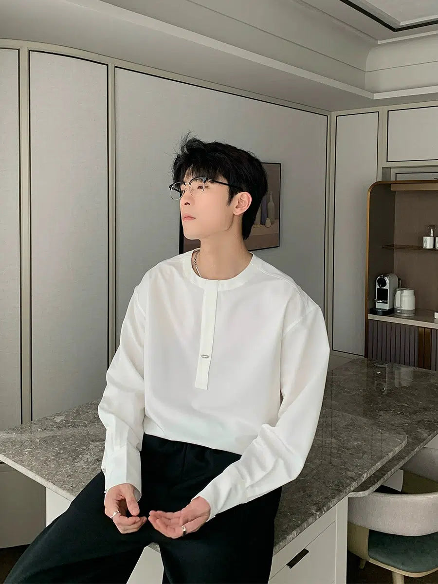 Collarless Long Sleeve Bottoming Pullover