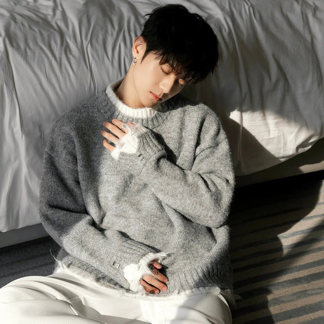 Contrast Color Crew Neck Sweater