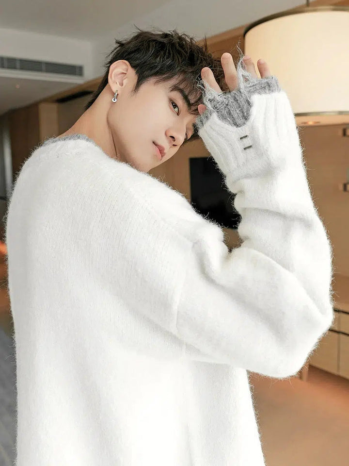 Contrast Color Crew Neck Sweater