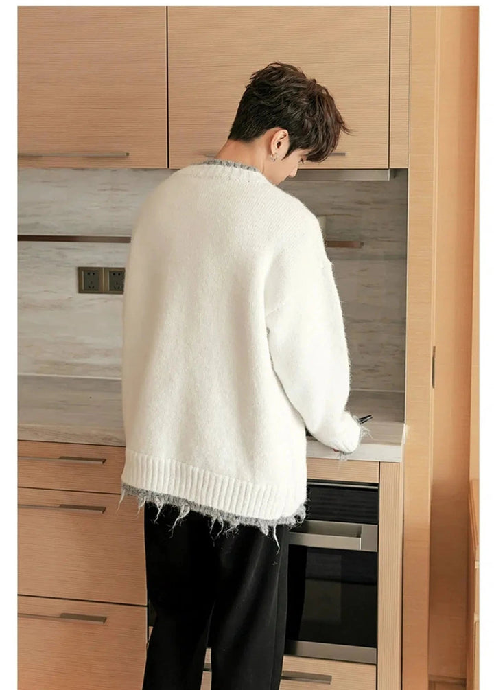 Contrast Color Crew Neck Sweater