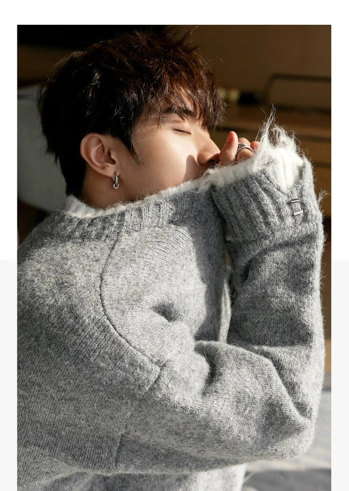 Contrast Color Crew Neck Sweater