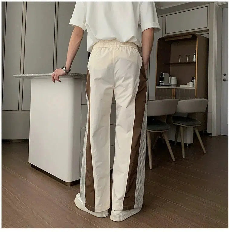 Contrast Color Mesh Two-piece Set