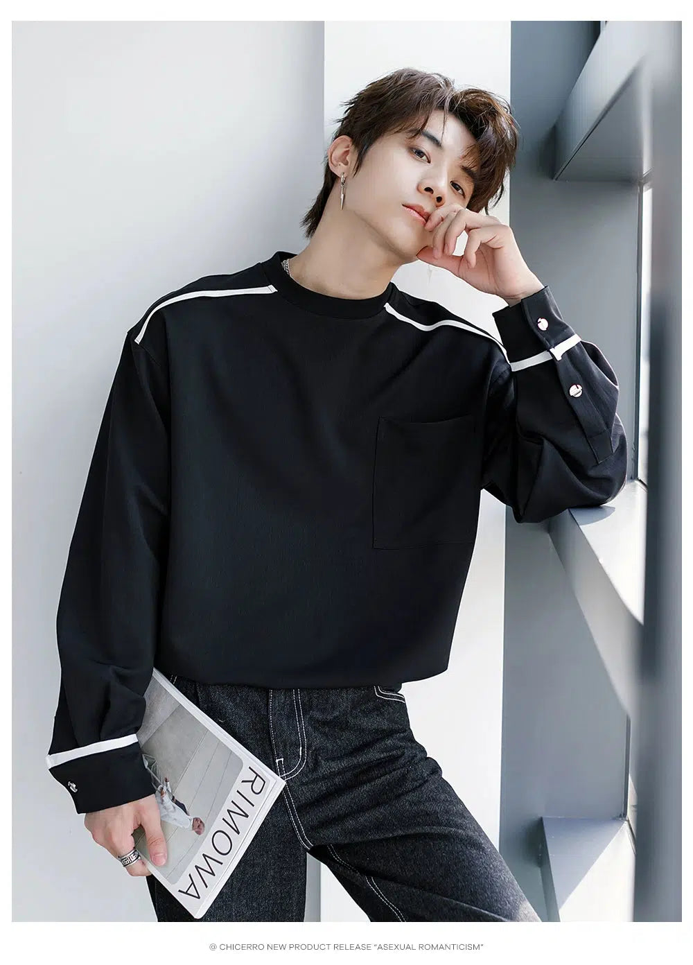 Contrast Color T-shirt with Pocket