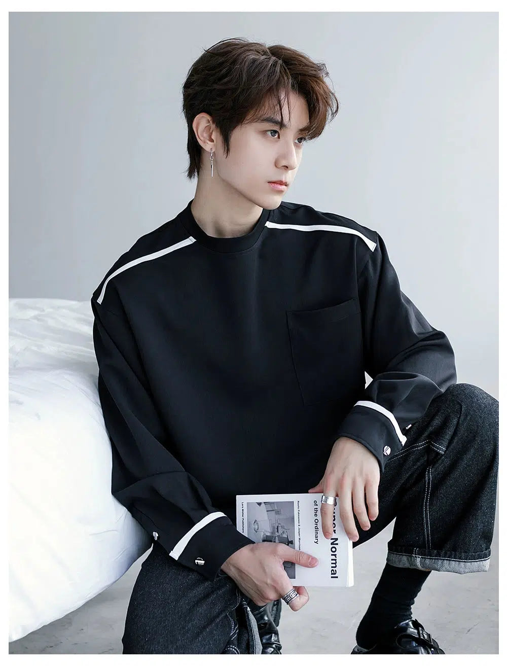 Contrast Color T-shirt with Pocket