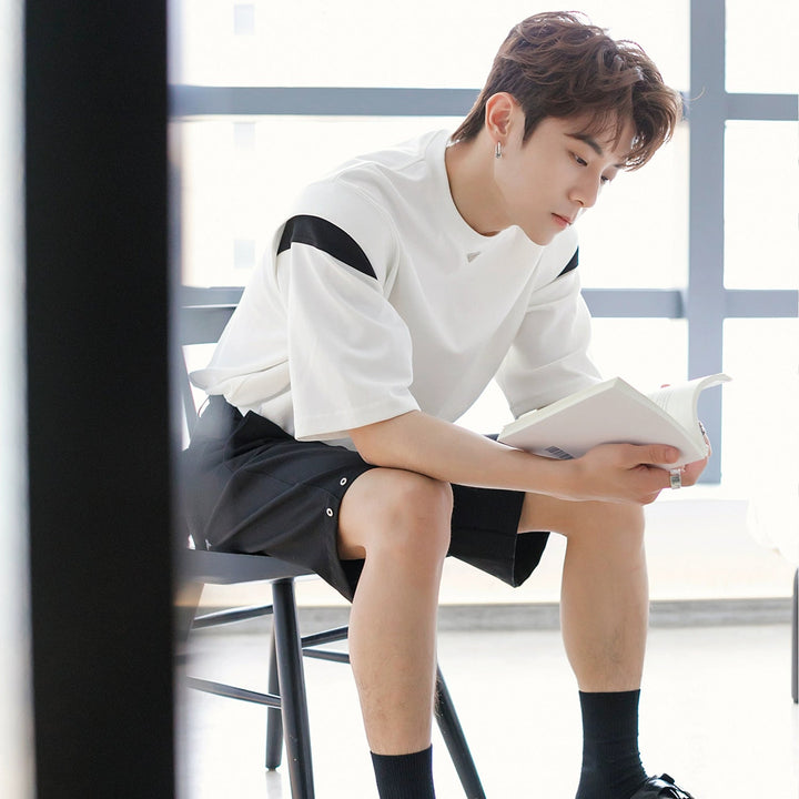 Contrast Shoulder Trim Short Sleeve T-shirt