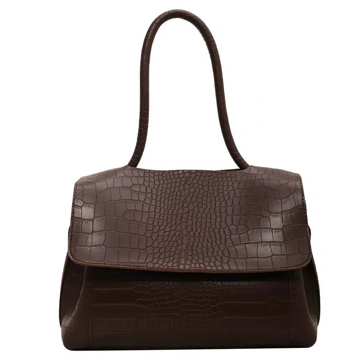 Crocodile-Embossed Leather Tote Bag