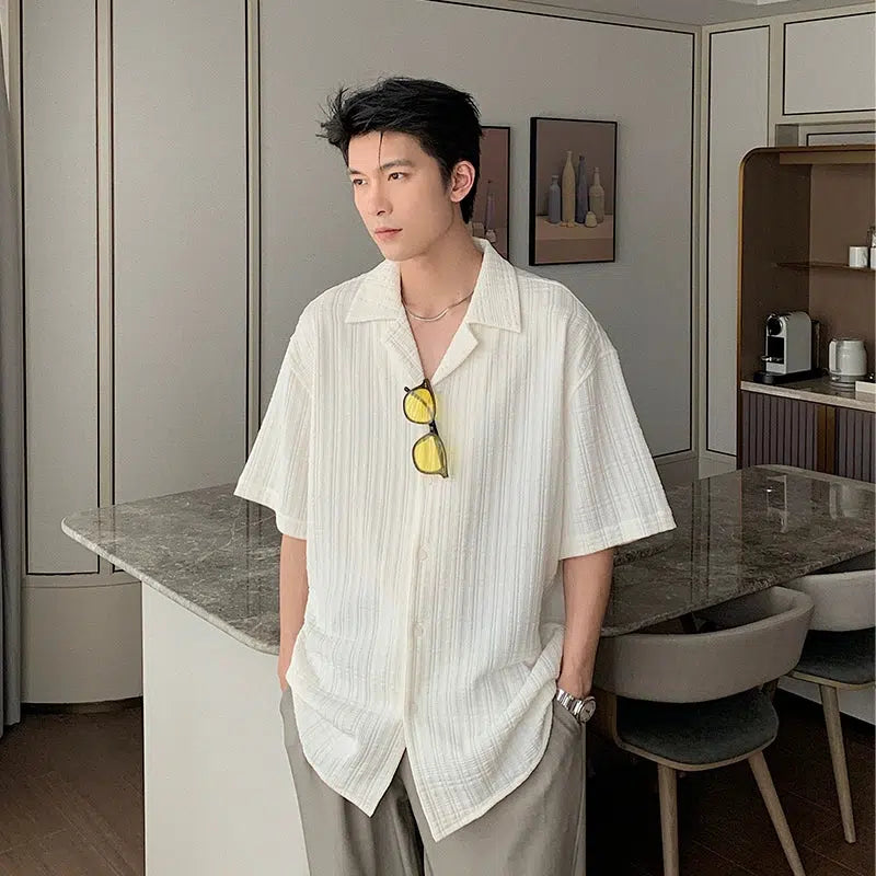 Cuban Collar Short Sleeve Shirt