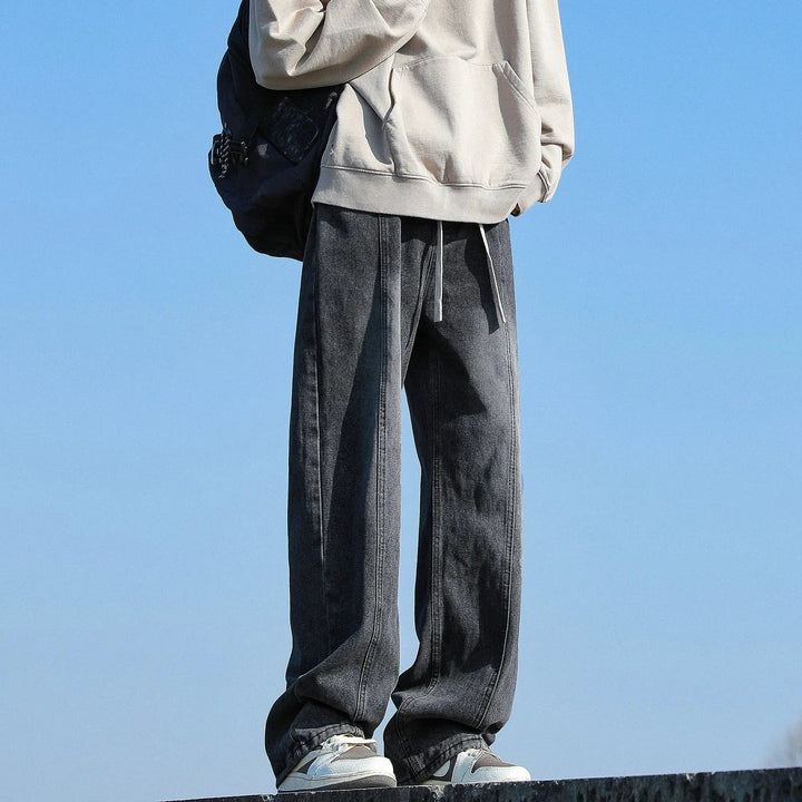 Deconstructed Washed Straight Pants
