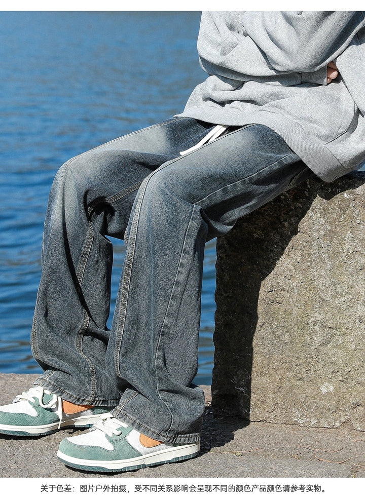 Deconstructed Washed Straight Pants